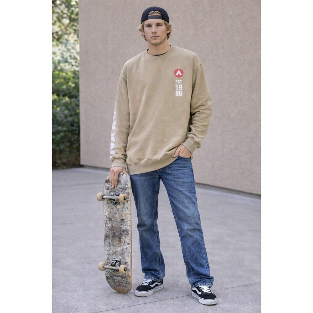 NWT Airwalk Skater Sweatshirt XL Tall Crewneck Tan Grunge Baggy Cozy Punk